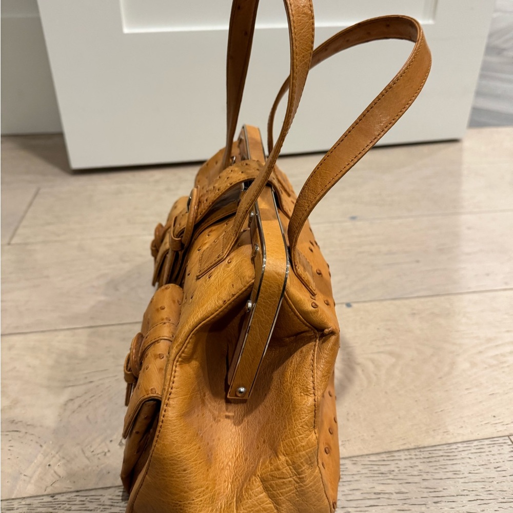 SUAREZ NEW YORK Camel/Tan embossed Leather Women's Bag - Picture 4 of 6